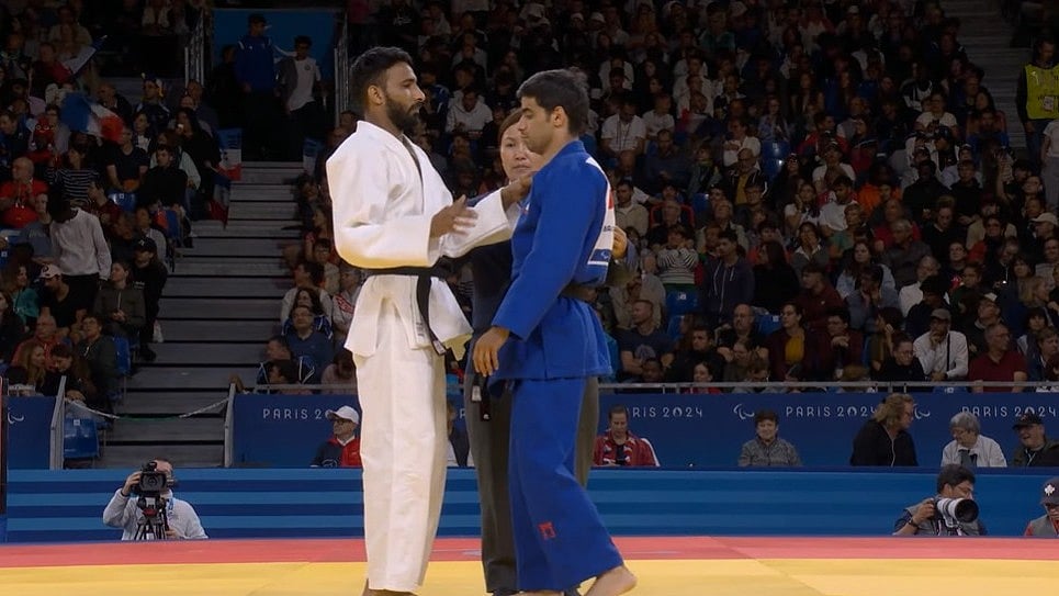 Kapil Paramar at Paris paralympics 2024.  - Screengrab from Paris Paralympics. 